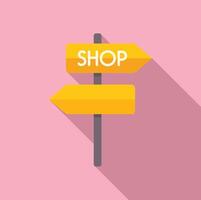Shop direction road board icon flat . Online map search vector