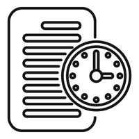 Duration of deadline document icon outline . Contract overtime vector