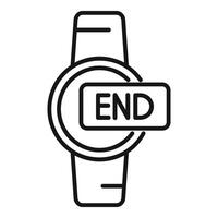 Hand watch duration end time icon outline . Life end date vector