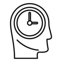 Duration human mind icon outline . Plan life timer vector