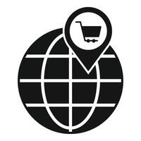 Global cart market icon simple . Service online shop vector