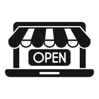 Open online shop locator icon simple . Locate geo part vector