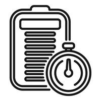 Duration stopwatch clipboard icon outline . Concept overtime vector
