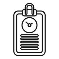Clipboard duration event icon outline . Concept minute vector