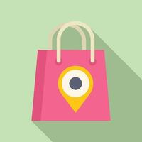 Shopping place locator icon flat . Online map app vector