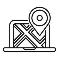 Mark online locator icon outline . Market place vector