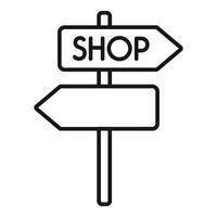 Shop direction road board icon outline . Online map search vector