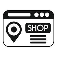 Website store locator icon simple . Shop online vector