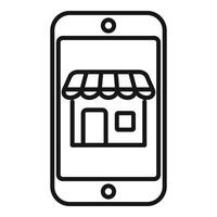 Mobile app store locator icon outline . Market internet vector