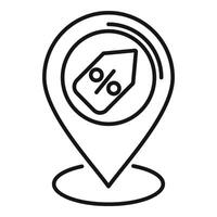 Sale tag location store icon outline . Commerce cart vector