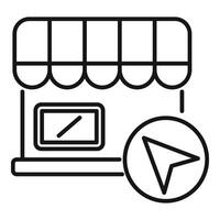 Location shop icon outline . Geo point street vector