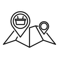 Location shop on map icon outline . Near find retail vector