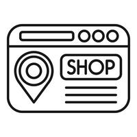 Website store locator icon outline . Shop online vector