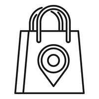 Shopping place locator icon outline . Online map app vector