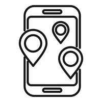 Location service smartphone icon outline . Shop road market vector