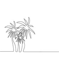 Palm trees, palm landscape. Hand drawing one solid line. . vector