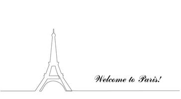 The Eiffel Tower in Paris. One continuous line. Hand drawing. French landmarks and city architecture in a simple linear style. You can edit the strokes. vector