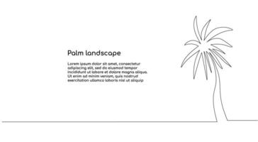palma árboles, palma paisaje. mano dibujo uno sólido línea. . vector