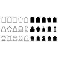 Gravestone icon set. Grave illustration sign collection. Tombstone symbol. Rip logo. vector