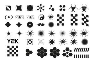 White set fill black geometric shapes y2k, 3d . for poster, banner vector