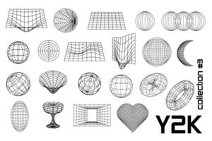 Large set linear white and black design geometric frame y2k, 3d . for poster, banner. vector