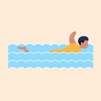 Cartoon illustration of a Para swimmer swimming. Para athlete Paralympic para swimmer. vector