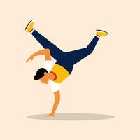 Cartoon illustration of person doing break dance. Olympic Paralympic athlete break dance. vector