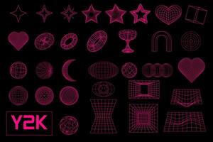 Set linear black geometric neon acid pink frame figure y2k, 3d Set linear black geometric neon acid pink frame figure y2k, 3d . for poster, banner. . for poster, banner. vector