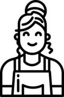 Woman chef outline illustration vector