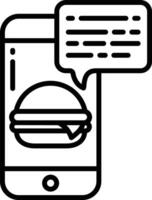 Burger mobile order outline illustration vector