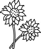 Sunflower flower outline illustration vector