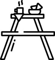 picnic mesa contorno ilustración vector