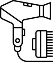 hair dryer and comb outline illustration vector