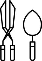 gardening cutter and trowel outline illustration vector