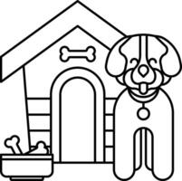 perro casa contorno ilustración vector