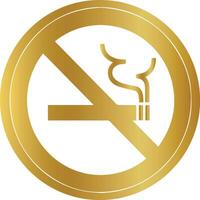 No de fumar firmar, dorado no fumar icono vector