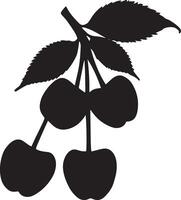 Cherry leaves and branches silhouette stencil image vector