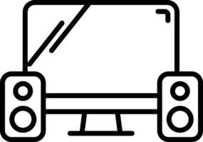 Computer with speaker outline illustrations vector