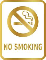 No de fumar firmar, dorado no fumar icono vector