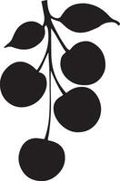 Cherry leaves and branches silhouette stencil image vector