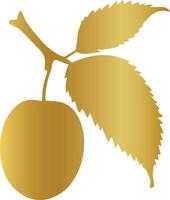 golden illustration of an plum with leaves vector