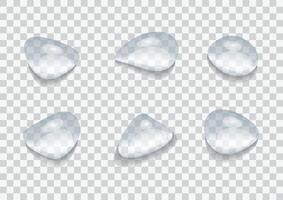 set of clear waterdrop splash isolated on background vector