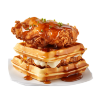 Chicken and Waffles against transparent background png