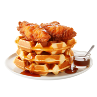 Hähnchen und Waffeln gegen transparent Hintergrund png