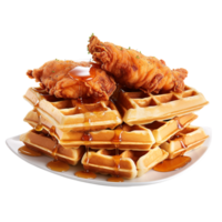 Chicken and Waffles against transparent background png