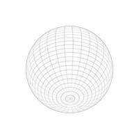 3D sphere wireframe icon. Orb figure, spherical shape, grid ball isolated on white background. Earth globe model with longitude and latitude, parallel and meridian lines. vector