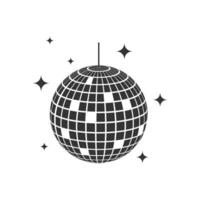 reluciente disco pelota icono. brillante espejo esfera para Club nocturno fiesta. danza música evento bola de disco. bola de espejos en 70s o Años 80 discoteca estilo aislado en blanco antecedentes vector