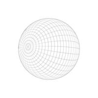 3D sphere wireframe. Orbit model, spherical shape, grid ball. Earth globe figure with longitude and latitude, parallel and meridian lines isolated on white background. vector