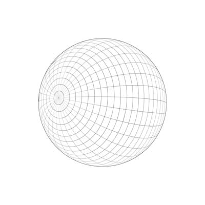 3D sphere wireframe. Orbit model, spherical shape, grid ball. Earth globe figure with longitude and latitude, parallel and meridian lines isolated on white background.