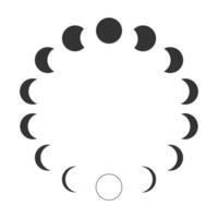 Moon phases. Calendar lunar cycle. Waning and waxing Moon silhouettes isolated on white background. Round shapes of Luna celestial object. Astrology concept. vector